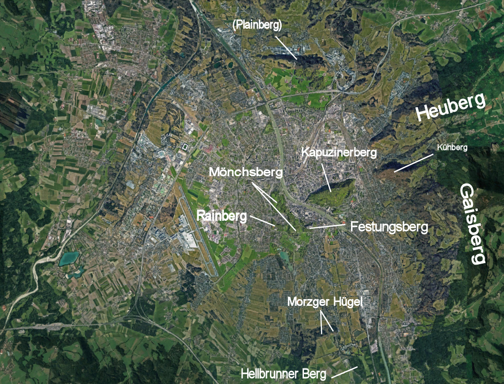 Satellitenaufnahme der Stadt Salzburg
