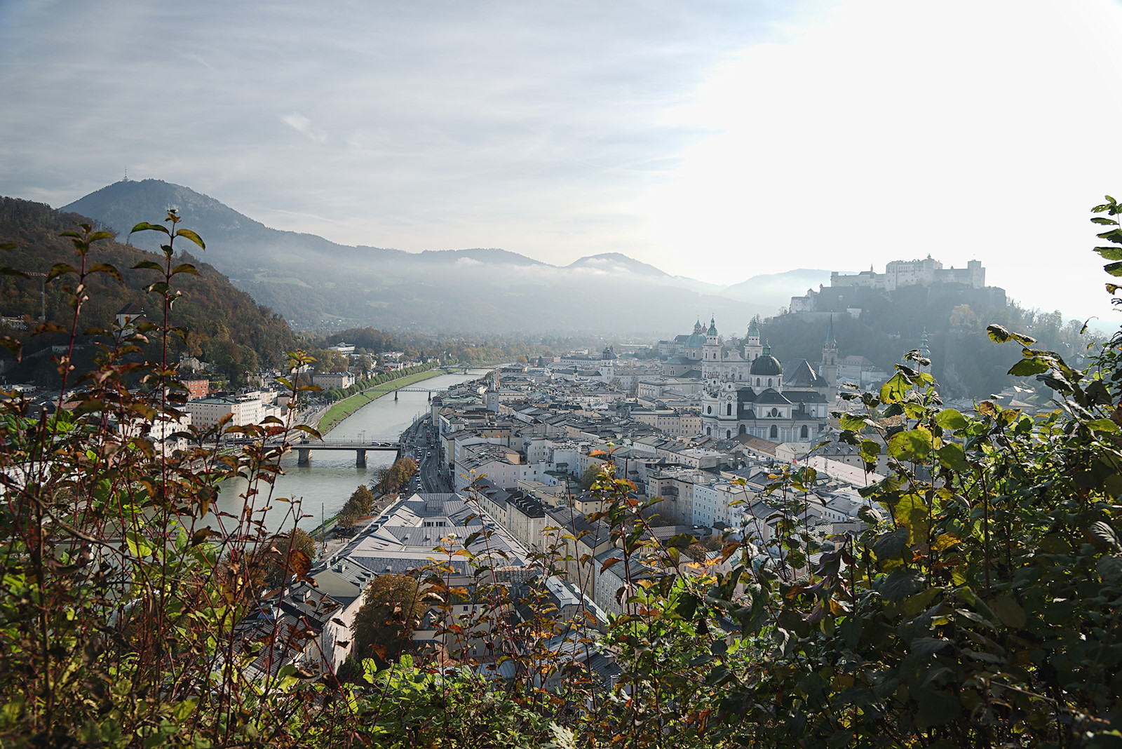 Blick vom Mönchsberg auf die Salzburger Altstadt